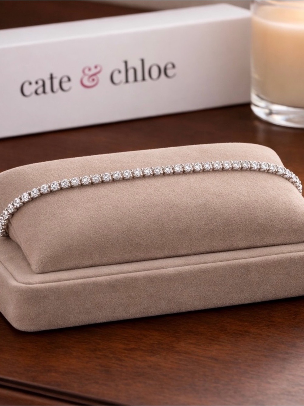 Cate & Chloe Silver Crystal Tennis bracelet - Silver